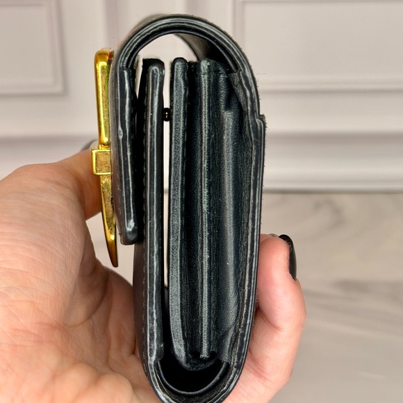 Gucci Sylvie Compact Trifold Wallet Black Leather | Sherry Line - Picture 3 of 8